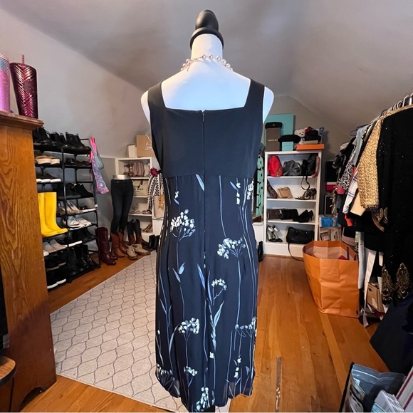 Joseph Ribkoff Black & Navy Floral Dress Sz 10 - Picture 5 of 9